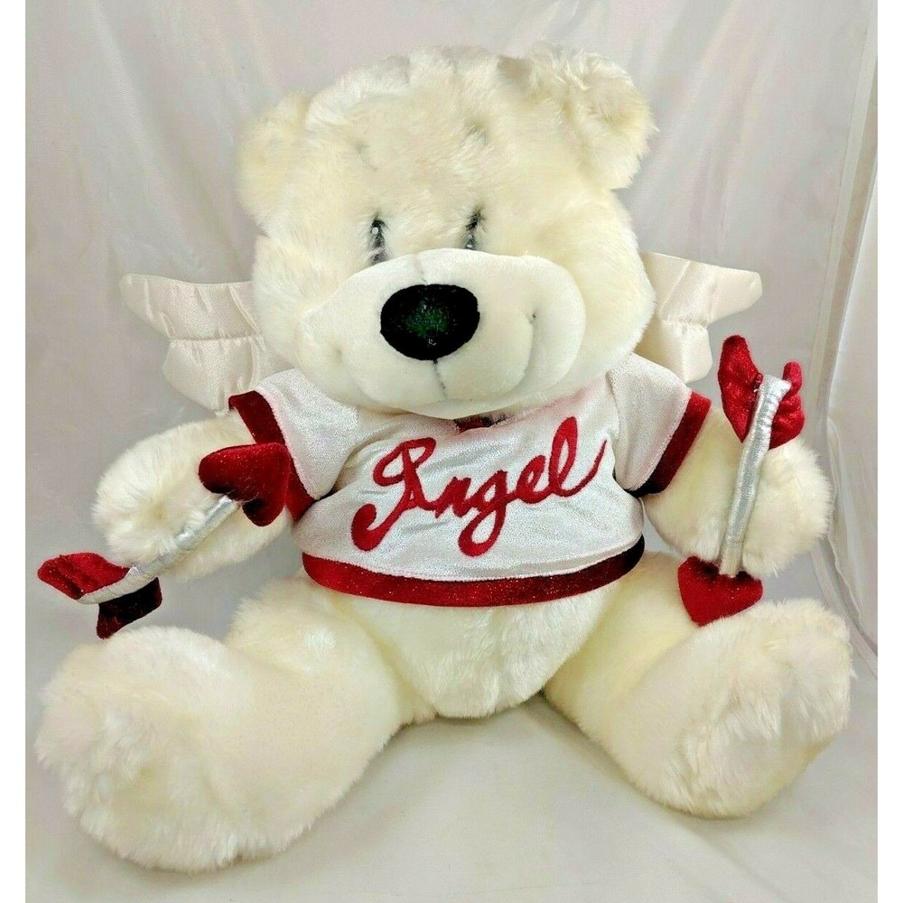 Hug Luv White Bear Plush Angel Arrows Sits 13 Inch Stuffed Animal toy